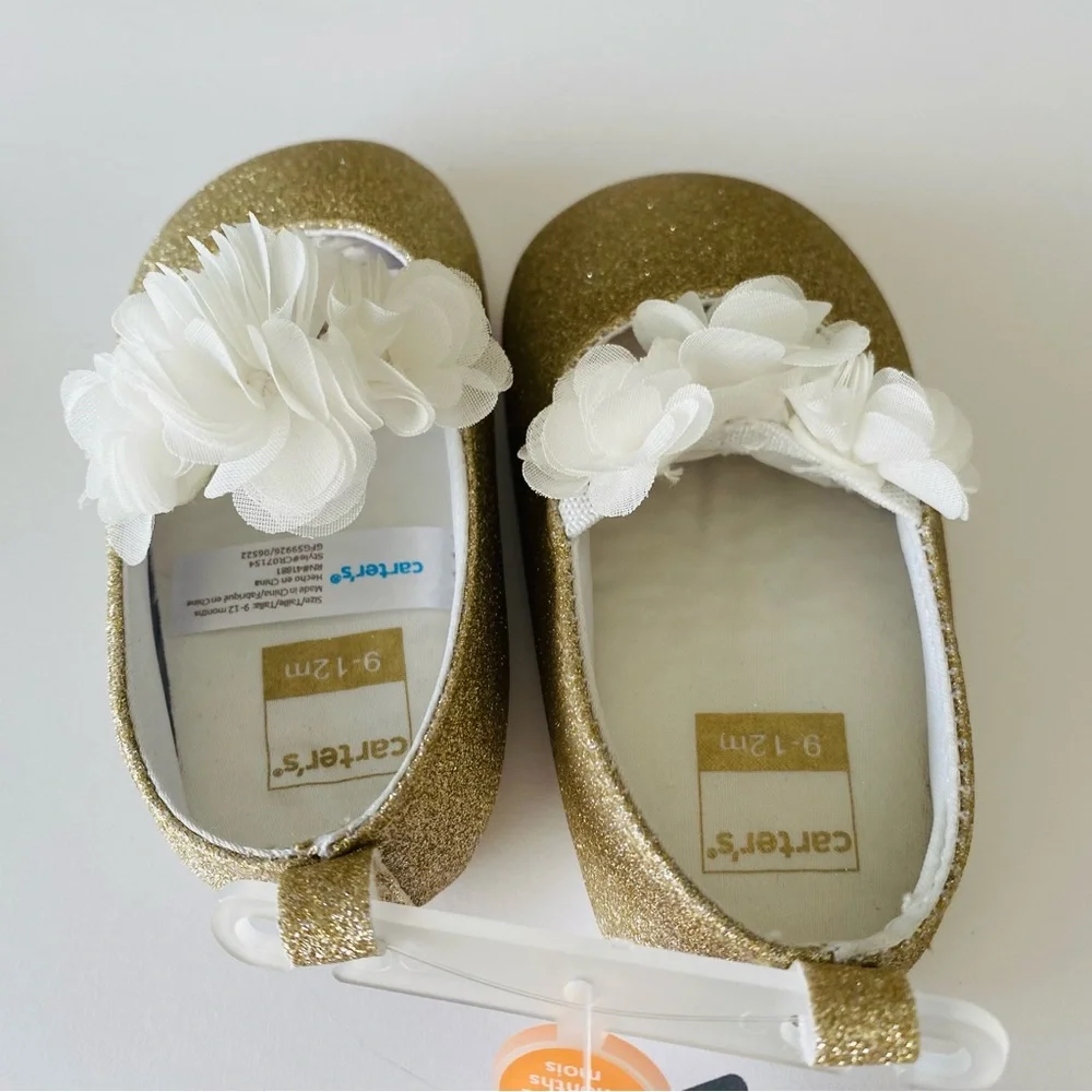 Carter’s Plume Shoe Mary Jane Dress Metallic Gold 9-12 Months NWT Sparkly New